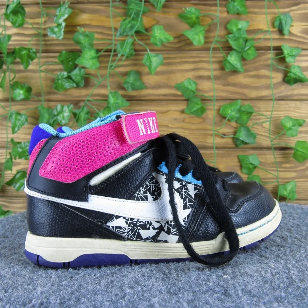 Nike Girls Sneaker Mogan Mid 2 Sz T‎ 12.5 Medium Black Synthetic Lace Up